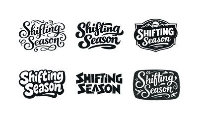 Obraz premium Seasonal Lettering Variations. Shifting Season Quote Lettering. Set lettering. harmonious lettering variations of the same emblematic concept, each with