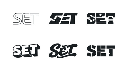 Fototapeta premium Harmonious Lettering Variations. Modern logo badge lettering. Set lettering. harmonious lettering variations of the same emblematic concept, each