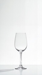 Fototapeta premium Empty wine glass on reflective surface against minimalistic background 