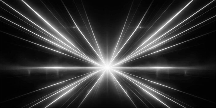 A vibrant blue star burst background features an energetic explosion of bright laser beams and glowing flares radiating through space with high-speed motion and shiny light effects