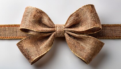 A Decorative Burlap Bow Made From Natural Jute Fabric Isolated On A Transparent Background