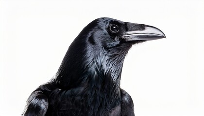 A Black American Crow On A White Background
