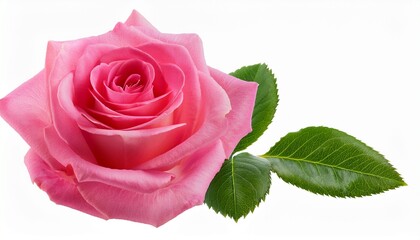 Pink Rose With Leaf Transparent Background