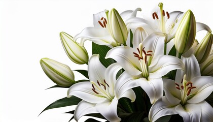 White Lily Flower Bouquet Isolated On Transparent Background