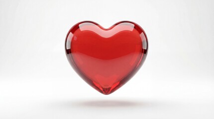 Fototapeta premium Heart, 3d render, love symbol, valentine day, glossy glass, romantic emotion, health care, isolated object, charity donation, wedding concept, shiny crystal, floating, ruby gemstone, realistic.