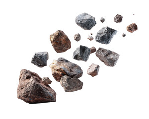 Collection of Rocks Falling Through the Air in High Detail