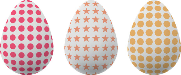 set of Easter eggs with a colored pattern on a transparent background