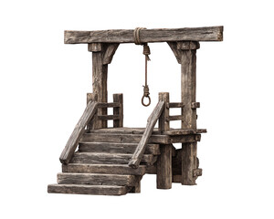 Wooden Gallows with Stairs and Noose