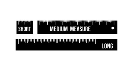Short, medium, and long rulers displayed side by side on a white background