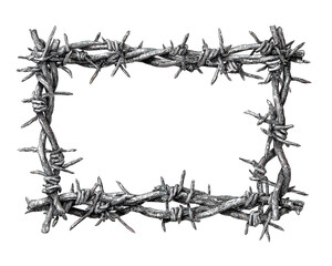 Barbed Wire Border Black and White Artwork