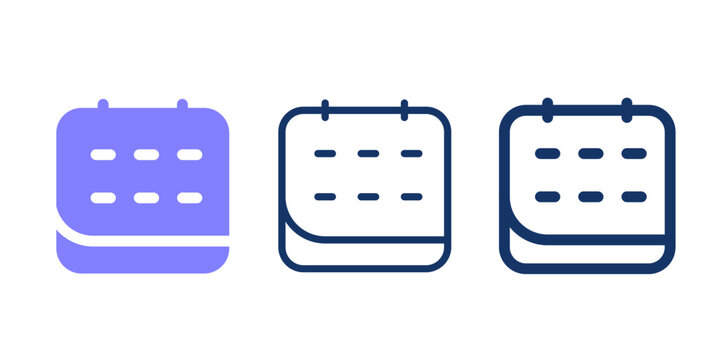 Calendar solid and line vector icon. Planner icon.