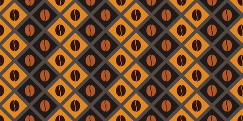seamless pattern of coffee beans for coffee shop background. decoration cafe, place to eat and culinary events. for a coffee themed greeting card. for coffee-themed fabric motifs