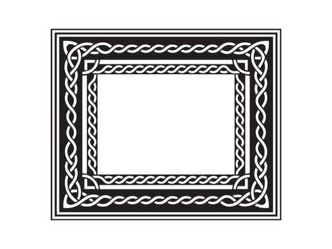 Black and white rectangular frame with celtic knot border rectangle