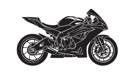Obraz premium Black and White High Performance Sport Motorcycle Illustration