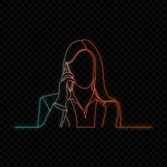Simple Woman Face Outline Art