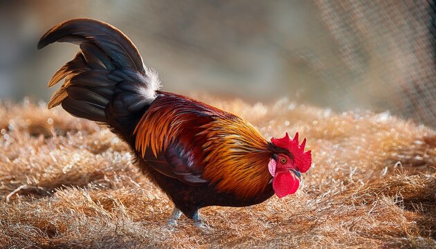Hen In A Farm Asil Or Aseel Chicken Breed Used As Game Bird