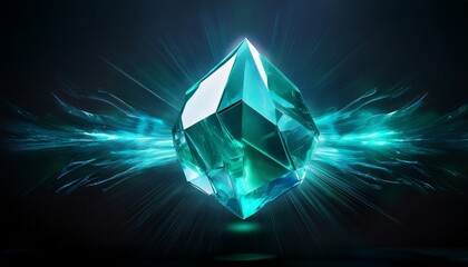 Fototapeta premium Turquoise Shard Ignites Briefly Splitting Into Cyan Trails Of Ephemeral Glowing Abstraction