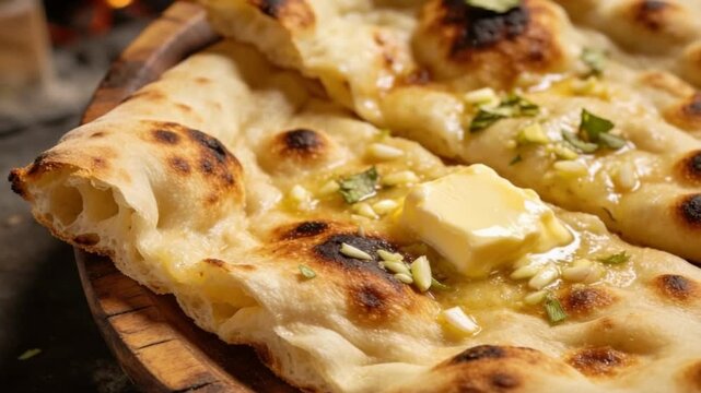Traditional naan, soft and fluffy Indian flatbread baked in a tandoor video