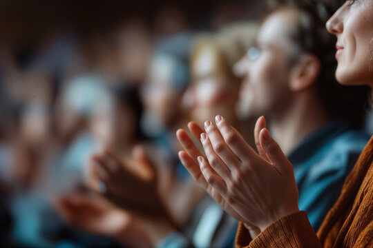 Promotion Sales Audience Enthusiastically Applauding Success in Business Event