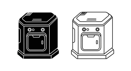 Modern kitchen appliance design black white toaster oven Vector