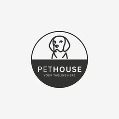 Obraz premium Dog Grooming and Shelter Logo, Pet House Vector, Dog Illustration