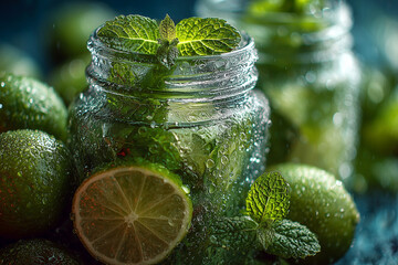 Fresh mojito in glass.