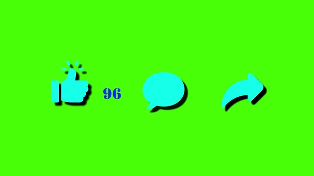  Digital animation of 190 like, Thank you like congratulation card animated . The Falling Snow  Social media post impression growing success rate  4k animation On green Background  Motion video 