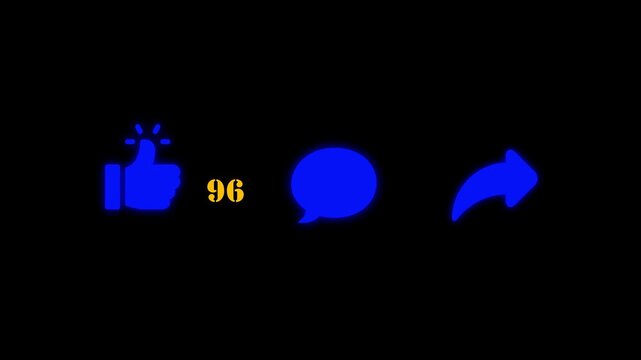  Digital animation of 190 like, Thank you like congratulation card animated . The Falling Snow  Social media post impression growing success rate  4k animation On black Background  Motion video 