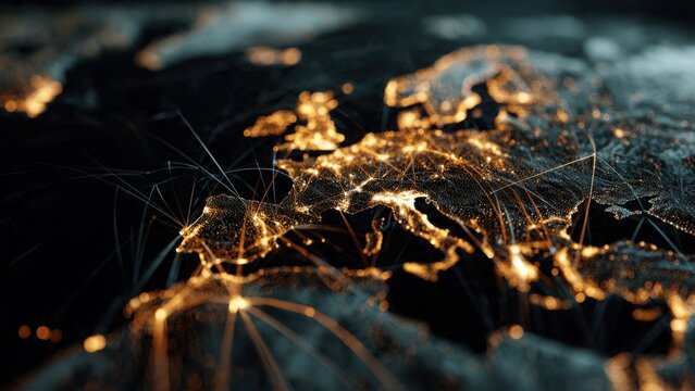 Europe city lights network connections