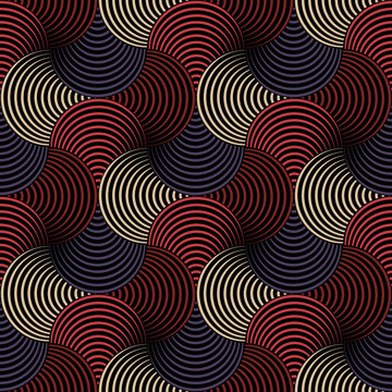 Seigaiha Japanese striped circles vector seamless pattern. Intri