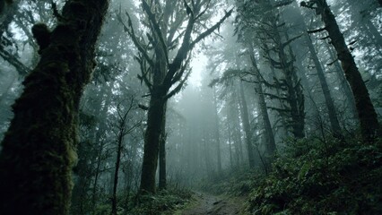 Fototapeta premium Foggy Forest Landscape