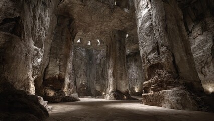 Obraz premium Grand interior of a vast stone cave
