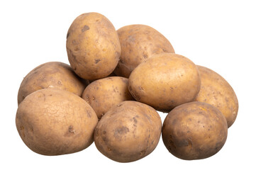 Fototapeta premium Fresh and unpeeled potatoes piled together, showcasing their earthy texture and natural brown skin, perfect for culinary or agricultural themes