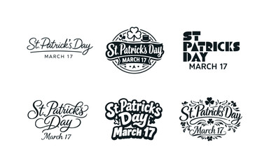 Fototapeta premium St. Patrick's Lettering Grid. St Patrick?s Day March lettering. Set lettering. harmonious lettering variations of the same emblematic concept, each with