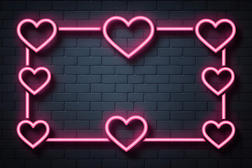 Red hearts on black background for Valentine design