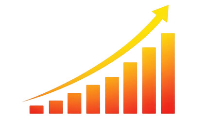 Fototapeta premium Growing bar graph with arrow icon isolated on transparent background