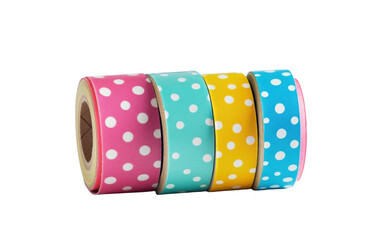 Polka dot washi tape roll on white background,png