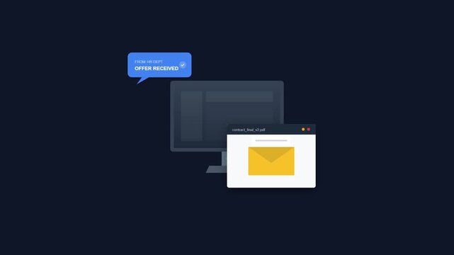 Job Offer Received and Contract Document Notification Animation