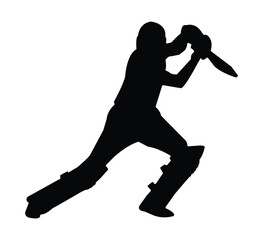 Dynamic Cricket Batsman Silhouettes in a cricket shot © Abu