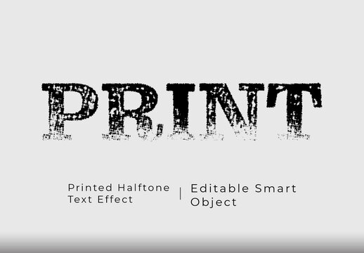 Black Printed Halftone Stamp Text Effect