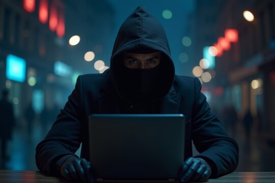 Businessman Ninja Confronts Ransomware Malware Threat.