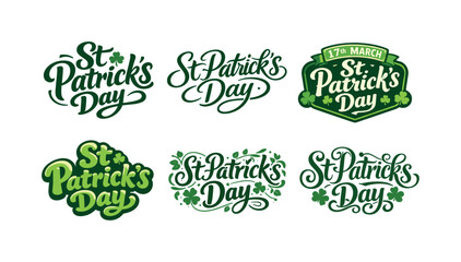 St. Patrick's Lettering Showcase. St Patrick?s Day. Set lettering. harmonious lettering variations of the same emblematic concept, each with different artistic
