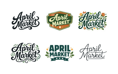 Fototapeta premium April Market Lettering. April Market. Set lettering. harmonious lettering variations of the same emblematic concept, each with different artistic