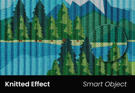Colorful Nature Landscape Knitted Image Effect