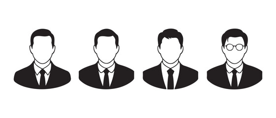Diverse Group of Men in Suits Icons isolated on white background.