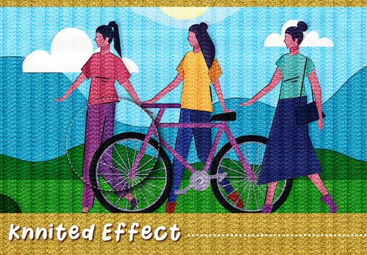 Knitted Photo Effect Mockup
