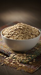 Bowl of Oats on Colorful Cloth