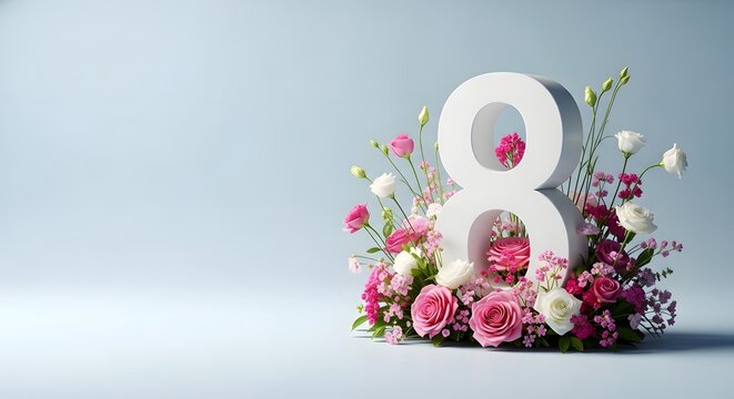 Celebrating happy women's day with flowers and empowerment