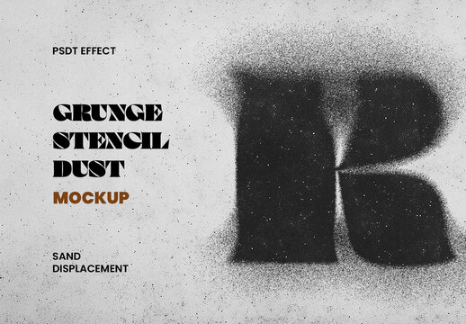 Grunge Stencil Dust Text & Logo Effect Mockup
