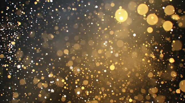 glowing pixel dust animation with gold particles and golden light transitions on dark cinematic background